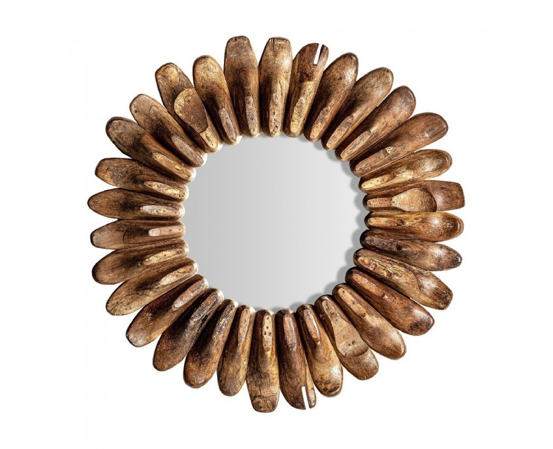 Espejo Roth Madera De Mango Reciclada 115x11x115 Estilo Étnico - 1