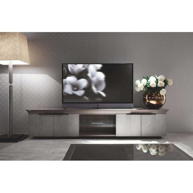 Mueble TV Alchemy sicómoro tigre africano acero gris oscuro 4 puertas