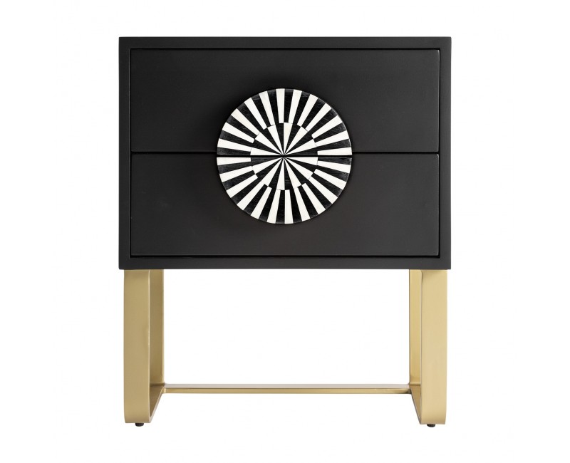 Mesita De Noche Gatsby Madera Dm 50x35x61 Estilo Art Deco - 1