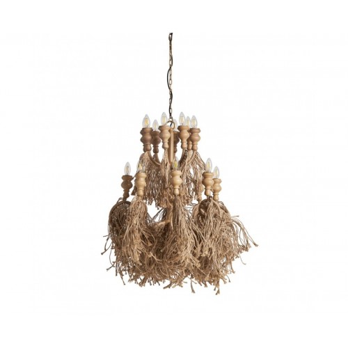 Lámpara De Colgar Yute 65x65x82 Estilo Contemporáneo - 1