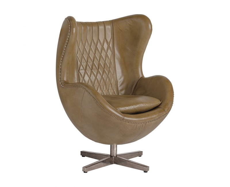 Sillón Elkins Piel 76x81x106 Estilo Vintage - 1