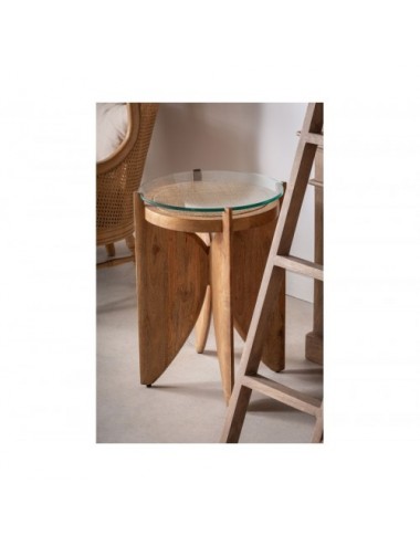 Mesa Auxiliar Riesa Madera De Mango 47x47x61 Estilo Colonial - 6