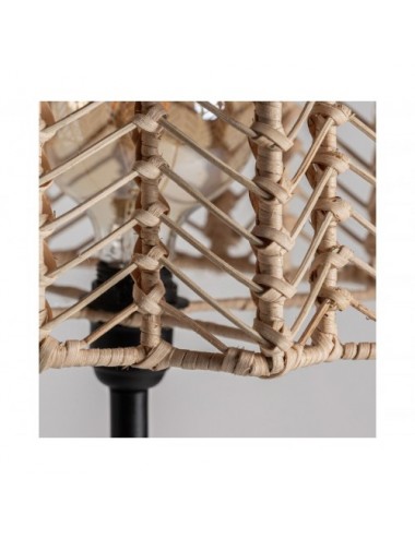 Lámpara De Pie Plissé Rattan Hierro 40x40x150 Estilo Nórdico - 1