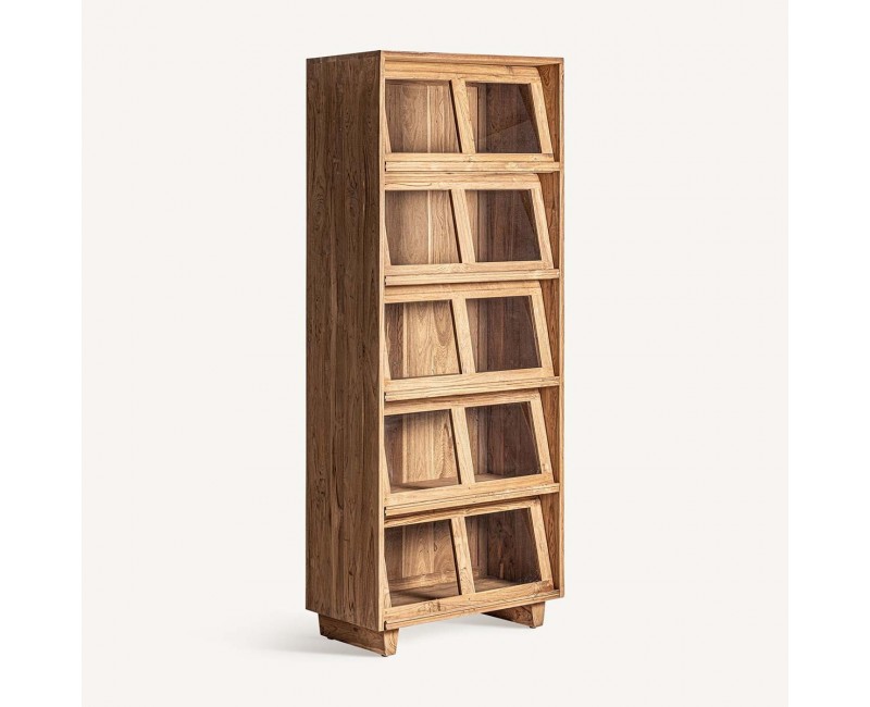 Vitrina Backlyn Madera De Teka Reciclada 85x46x211 Estilo Nórdico - 1