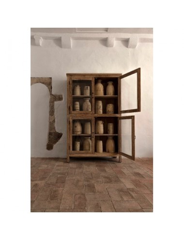 Vitrina Carrik Madera De Mango Reciclada 126x44x198 Estilo Colonial - 7