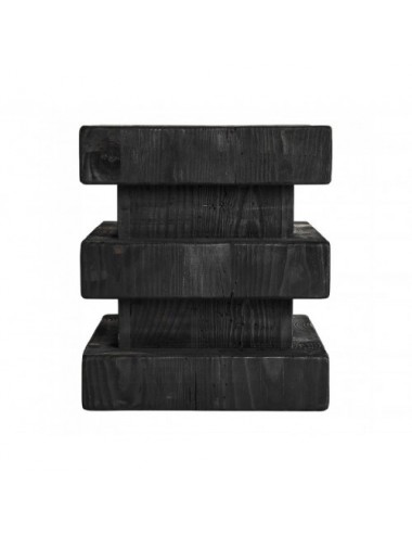 Taburete Vievy Madera De Pino Reciclado 35x35x40 Estilo Art Deco - 1