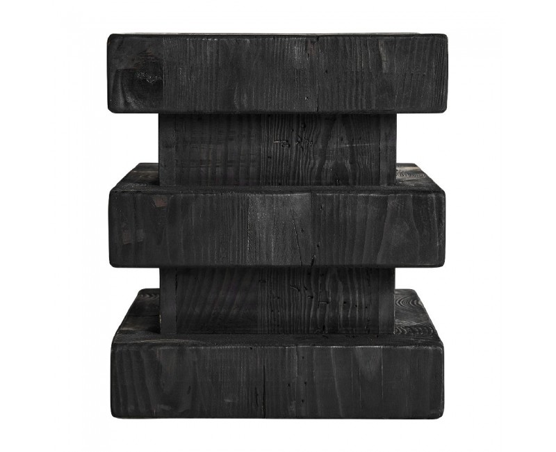 Taburete Vievy Madera De Pino Reciclado 35x35x40 Estilo Art Deco - 1