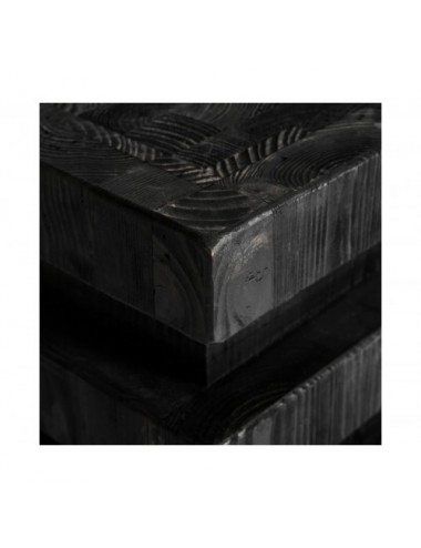 Taburete Vievy Madera De Pino Reciclado 35x35x40 Estilo Art Deco - 4