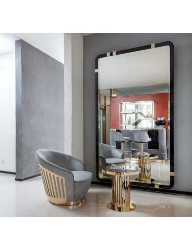 Espejo de suelo rectangular con cristal biselado marco poliéster acero dorado Colección Charisma - 1