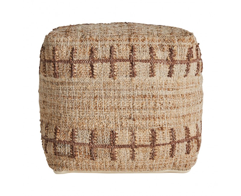 Puff Mittet Yute 42x42x43 Estilo Boho - 1