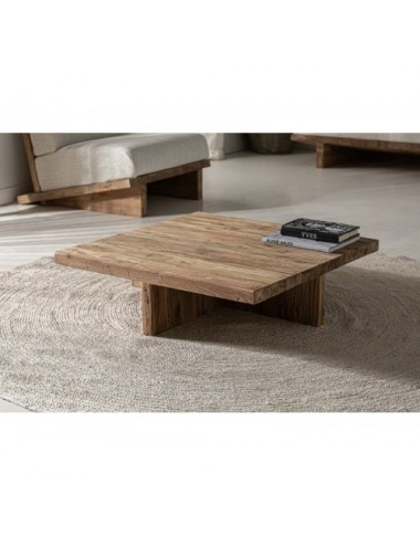 Mesa De Centro Pure Madera De Teka Reciclada 100x100x26 Estilo Colonial - 5