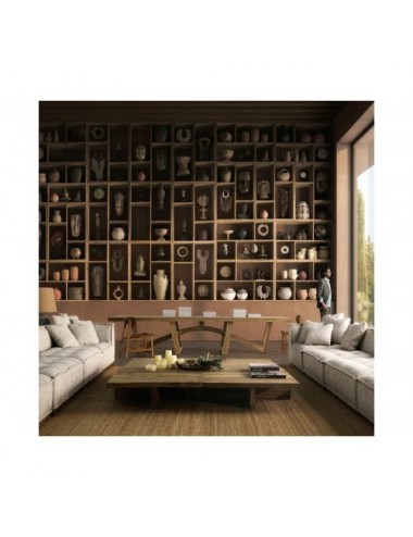 Mesa De Centro Pure Madera De Teka Reciclada 100x100x26 Estilo Colonial - 6