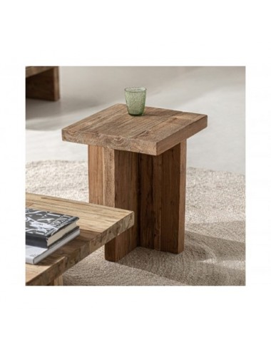 Mesa Auxiliar Pure Madera De Teka Reciclada 40x40x50 Estilo Colonial - 5