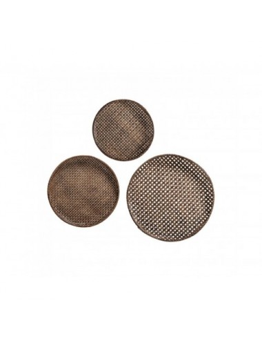 Plato Decorativo J 3 Bambú 70x70x6 60x60x4 50x50x3 Estilo Boho - 1