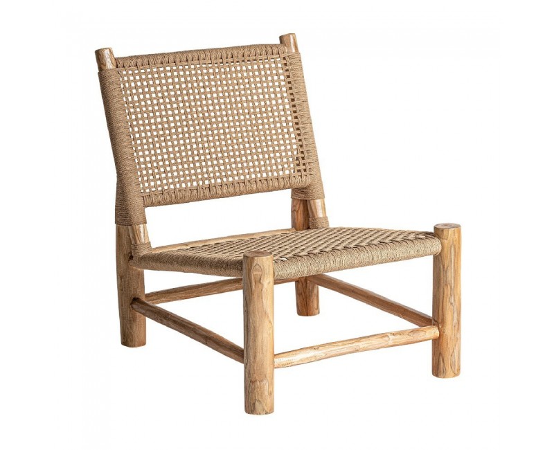 Sillón Mouzaki Madera De Teka 60x78x78 Estilo Vintage - 1