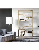 Estantería bifacial 6 estantes vidrio templado estructura acero dorado Colección Charisma - 1