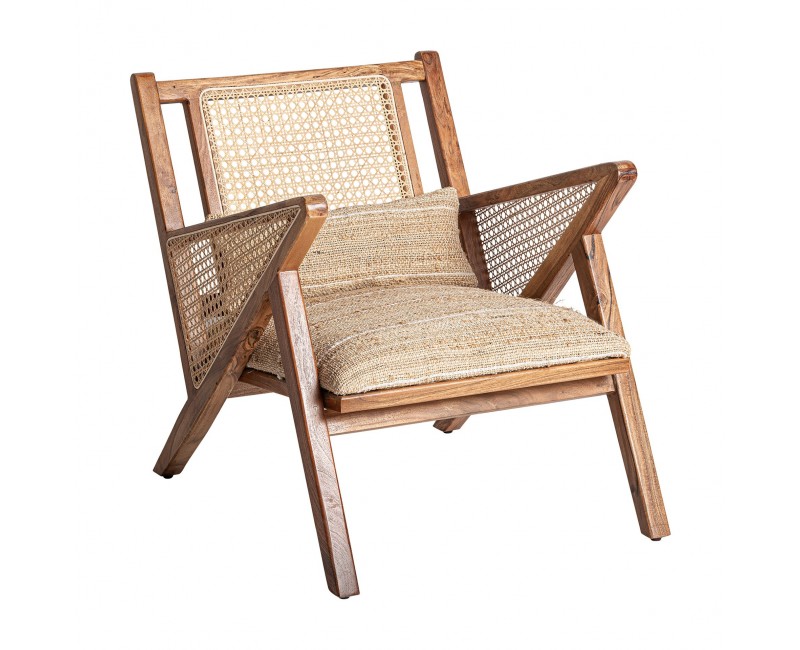 Sillón Hickory Madera De Mango 61x82x73 Estilo Boho - 1