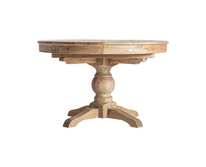 Mesa Extensible Sonvigo Madera De Olmo Reciclado 125x124x78 200x124x78 Estilo Colonial - 1