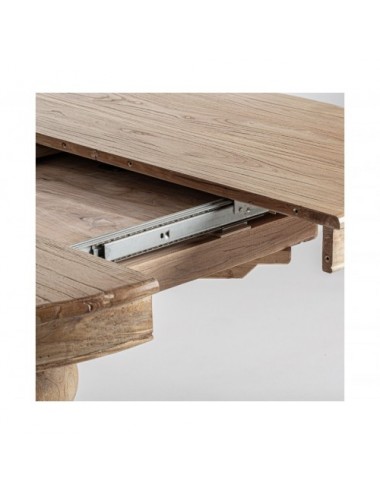 Mesa Extensible Sonvigo Madera De Olmo Reciclado 125x124x78 200x124x78 Estilo Colonial - 9