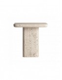 Mesa Auxiliar Theuville Travertino 45x45x43 Estilo Art Deco - 1