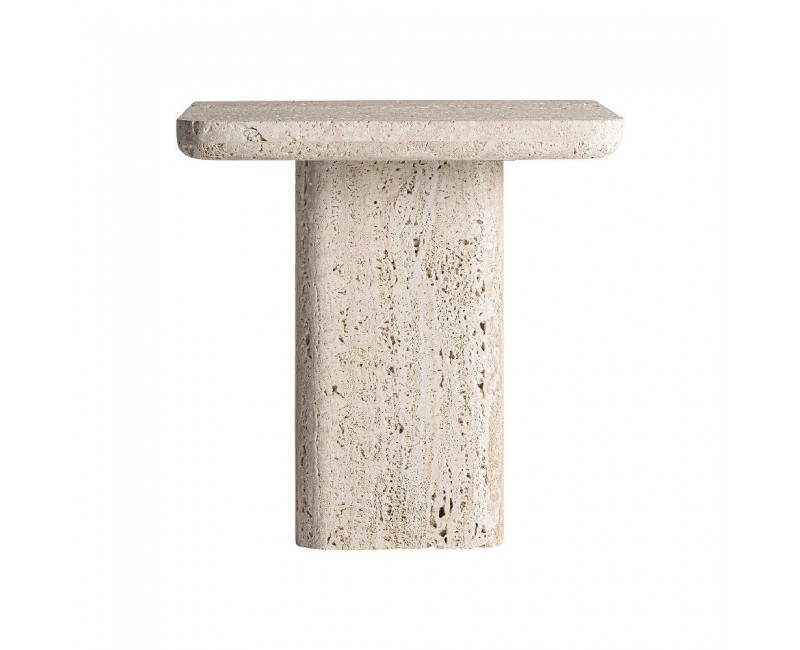 Mesa Auxiliar Theuville Travertino 45x45x43 Estilo Art Deco - 1