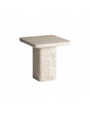 Mesa Auxiliar Theuville Travertino 45x45x43 Estilo Art Deco - 1