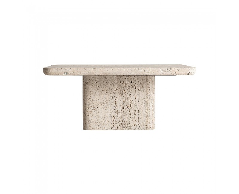 Mesa De Centro Theuville Travertino 80x80x36 Estilo Art Deco - 1