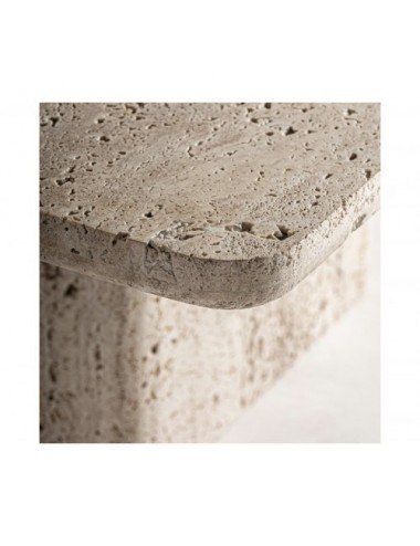 Mesa De Centro Theuville Travertino 80x80x36 Estilo Art Deco - 3