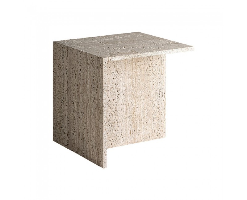 Mesa Auxiliar Theuville Travertino 50x50x50 Estilo Art Deco - 1