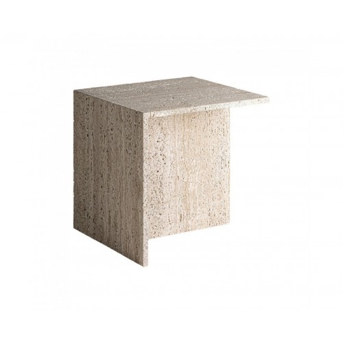 Mesa Auxiliar Theuville Travertino 50x50x50 Estilo Art Deco - 1