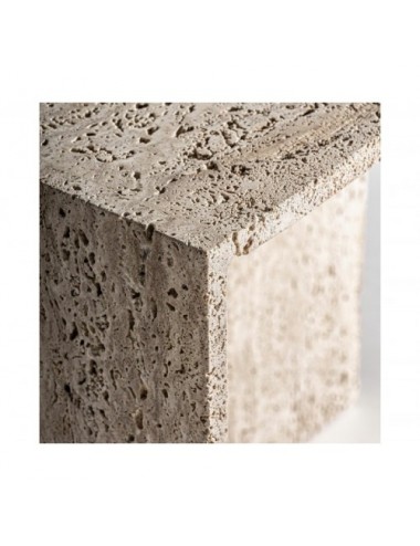 Mesa Auxiliar Theuville Travertino 50x50x50 Estilo Art Deco - 4