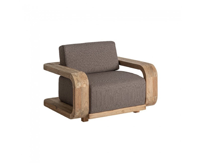 Sillón Corba Madera De Teka Reciclada 110x100x84 Estilo Colonial - 1