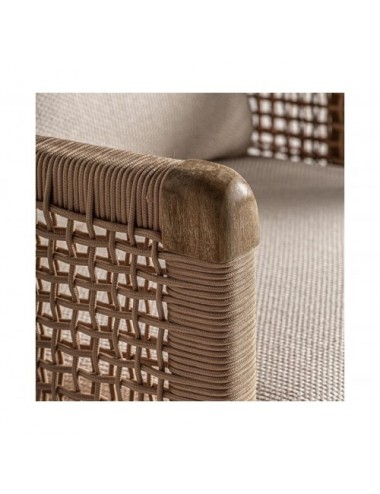 Sillón Trena Madera De Teka Reciclada 85x88x88 Estilo Boho - 5