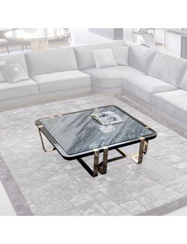 Mesa de centro cuadrada Black Bubinga con tapa mármol Colección Charisma - 1