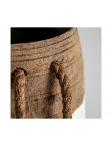 Jarrón Kalid Madera Recuperada 15x15x30 Estilo Étnico - 1