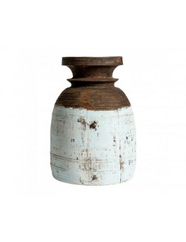 Jarrón Kalid Madera Recuperada 20x20x30 Estilo Étnico - 1