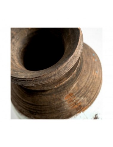 Jarrón Kalid Madera Recuperada 20x20x30 Estilo Étnico - 1