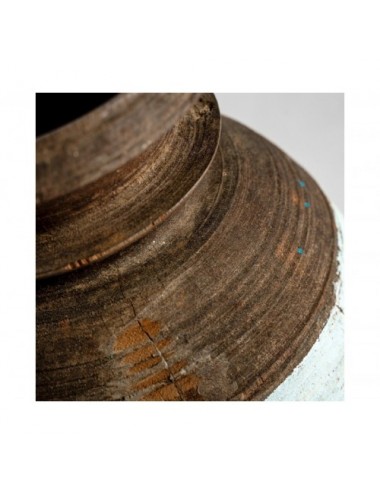 Jarrón Kalid Madera Recuperada 20x20x30 Estilo Étnico - 3