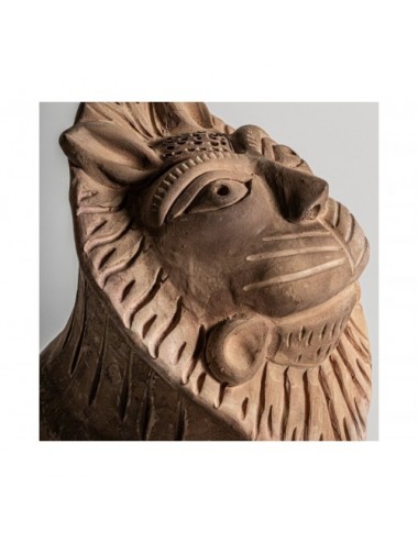 Figura Decorativa Lion Terracota 37x22x41 Estilo Oriental - 1