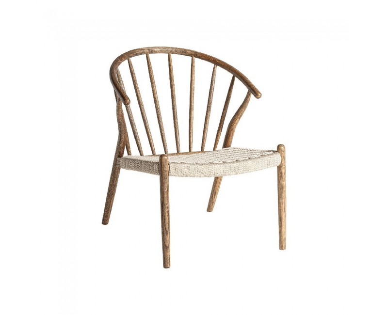 Sillón Morbihan Madera Roble 67x67x79 Estilo Boho - 1