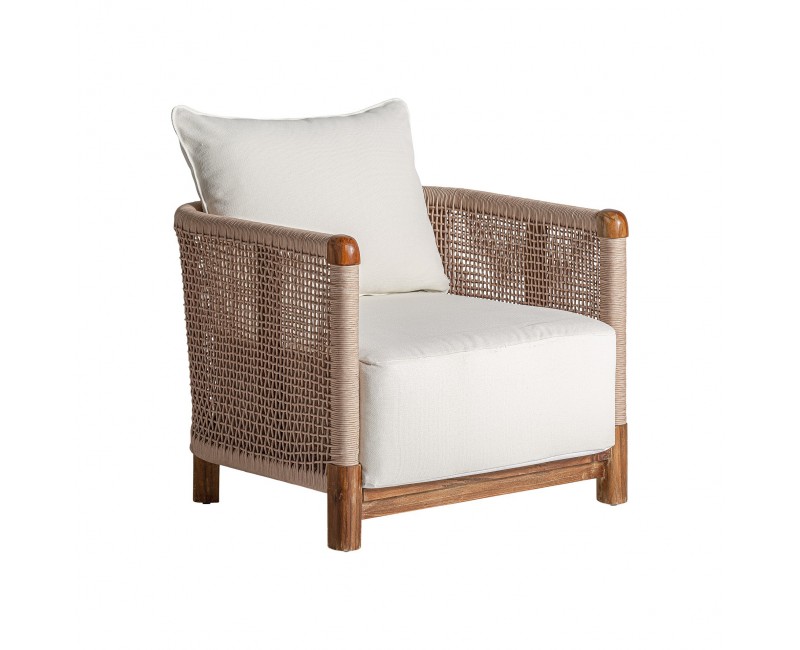 Sillón Trena Madera De Teka Reciclada 85x88x70 Estilo Boho - 1