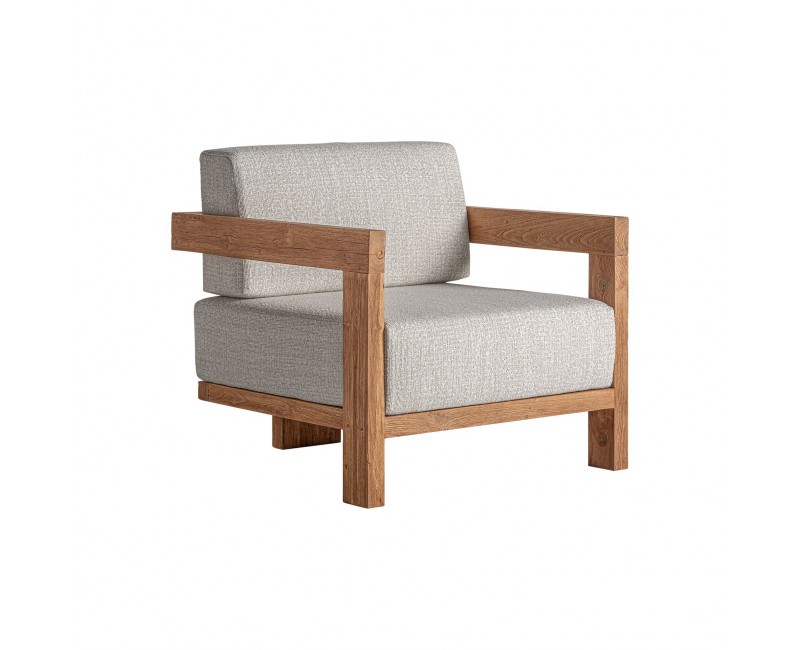 Sillón Testa Madera De Teka Reciclada 85x85x80 Estilo Colonial - 1