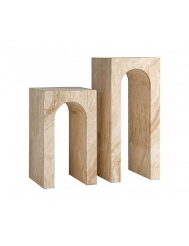 Consola Thiennes Travertino 35x35x80 Estilo Art Deco - 6