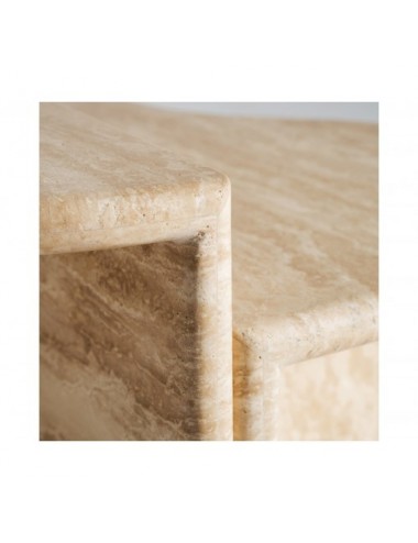 Mesa De Centro Thiennes J 2 Travertino 100x100x40 Estilo Art Deco - 5