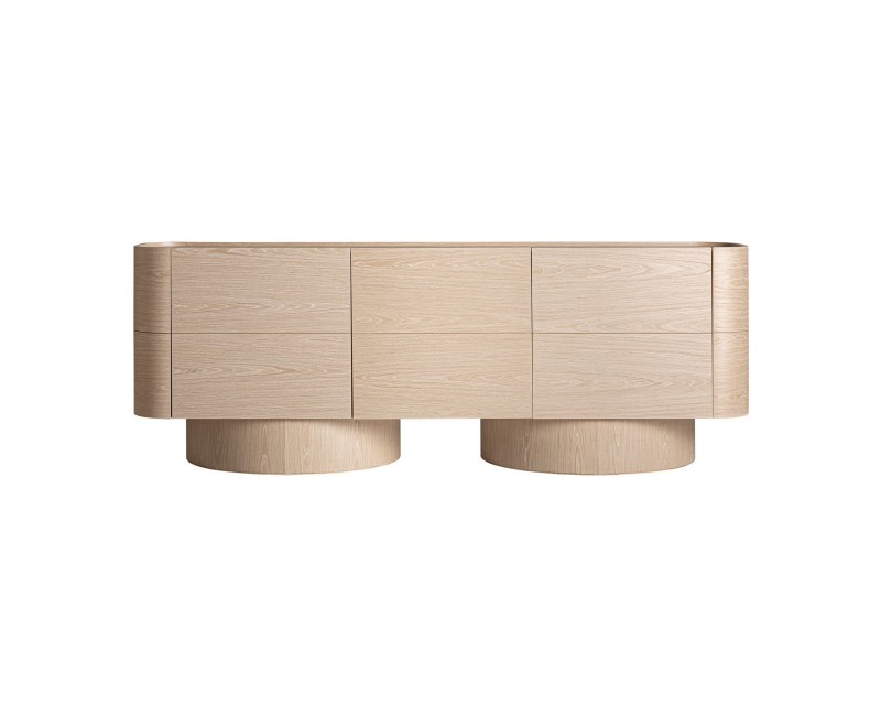 Aparador Prayssac Chapa De Roble 220x45x80,5 Estilo Art Deco - 1