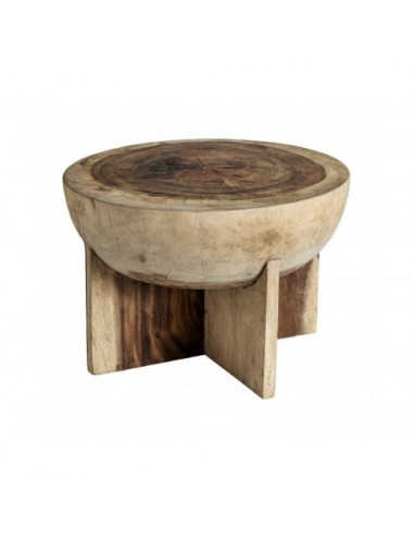 Mesa De Centro Doucen Madera Suar 60x60x43 Estilo Étnico - 1