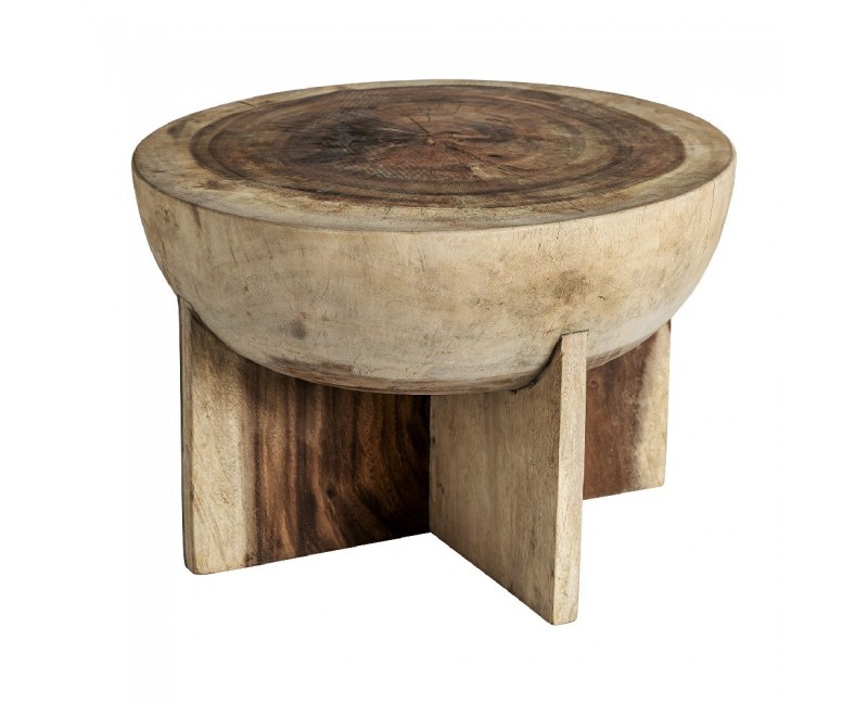 Mesa De Centro Doucen Madera Suar 60x60x43 Estilo Étnico - 1