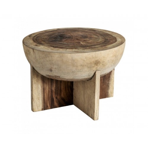 Mesa De Centro Doucen Madera Suar 60x60x43 Estilo Étnico - 1