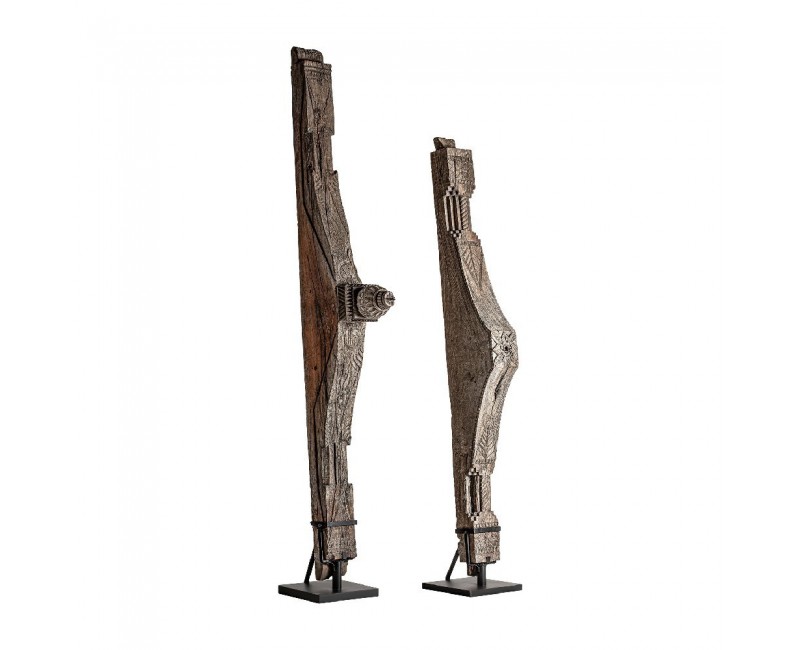 Escultura Hut J 2 Madera Tropical 45x35x227 70x43x270 Estilo Étnico - 1