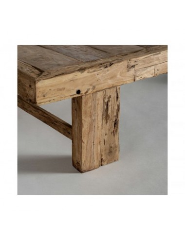 Mesa De Centro Kerp Madera De Teka 202x102x38 Estilo Étnico - 4